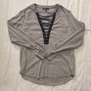 Express Gray Lace-Up Women's Top
